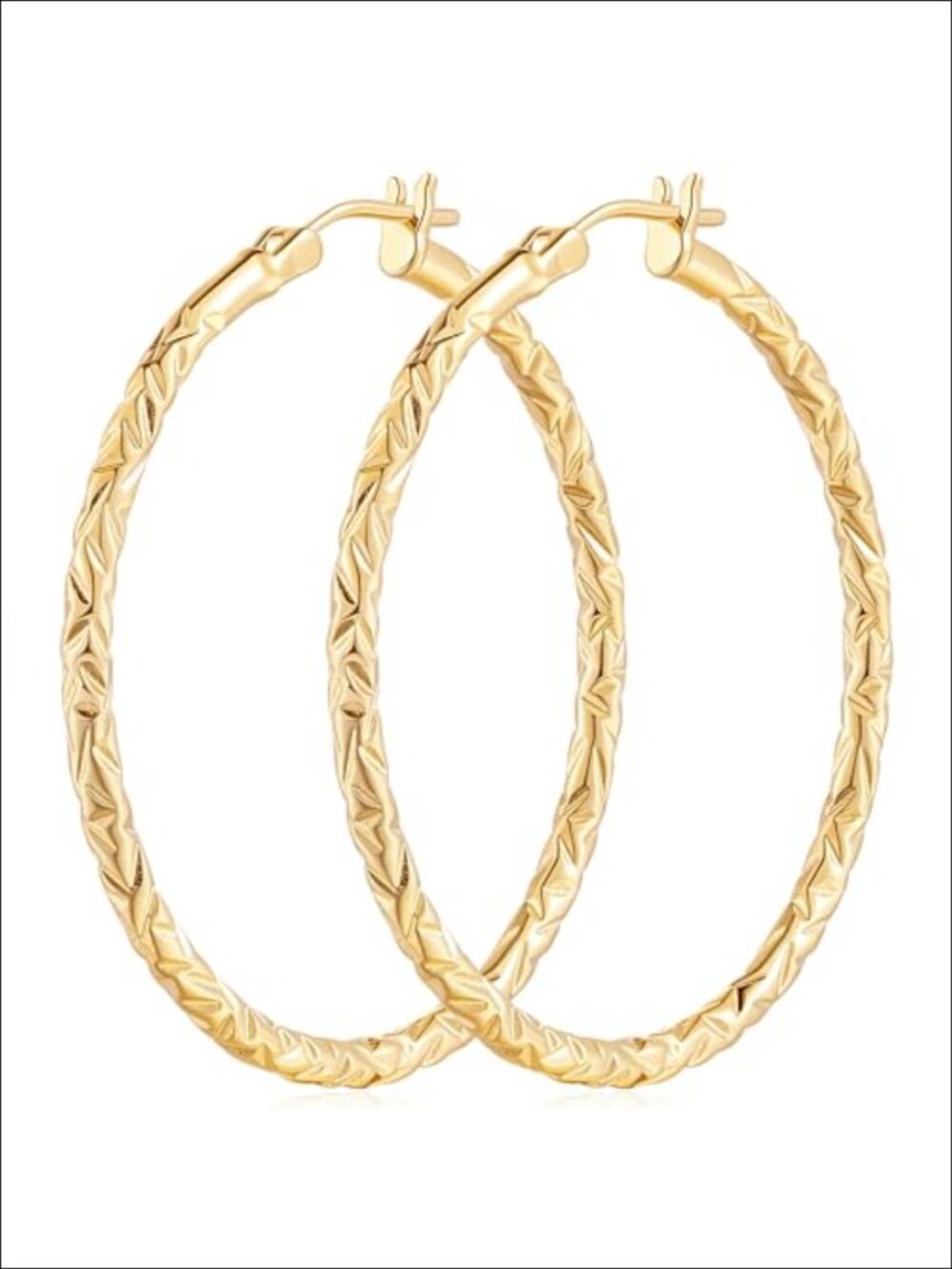 14k Gold Plated Hoop Earrings for Women 40mm Interlaced Design